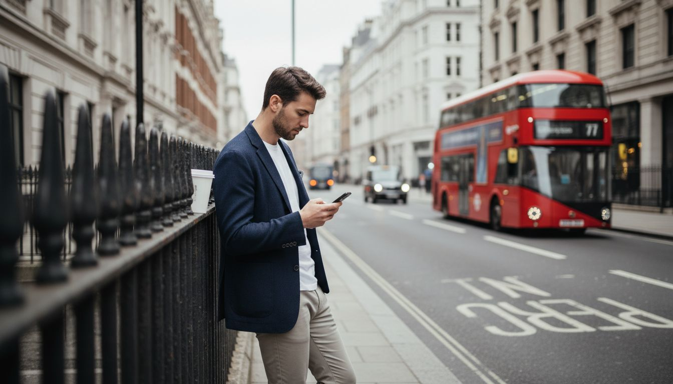 Man in stylish outfit on London street