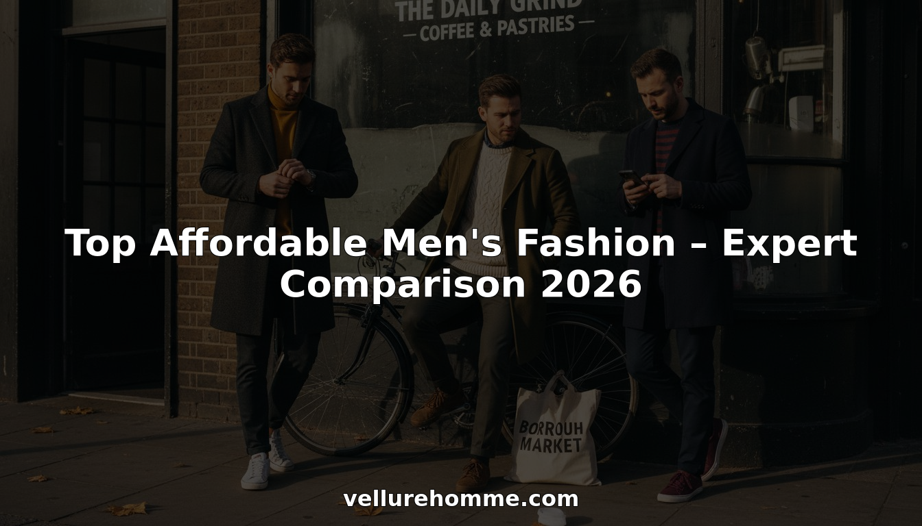 Three men in affordable stylish outfits on city street