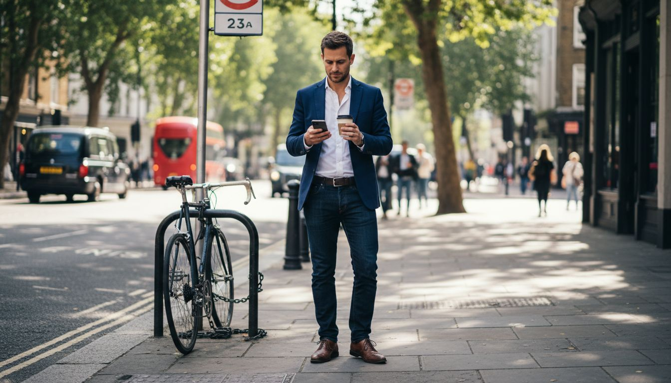 Stylish man in fitted blazer on city street
