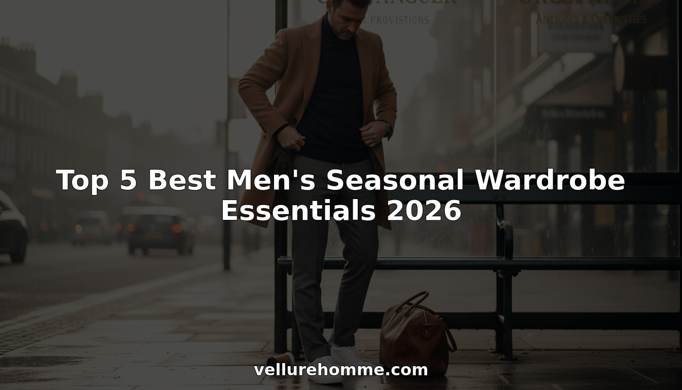 Man in layered wardrobe at city bus stop 2026