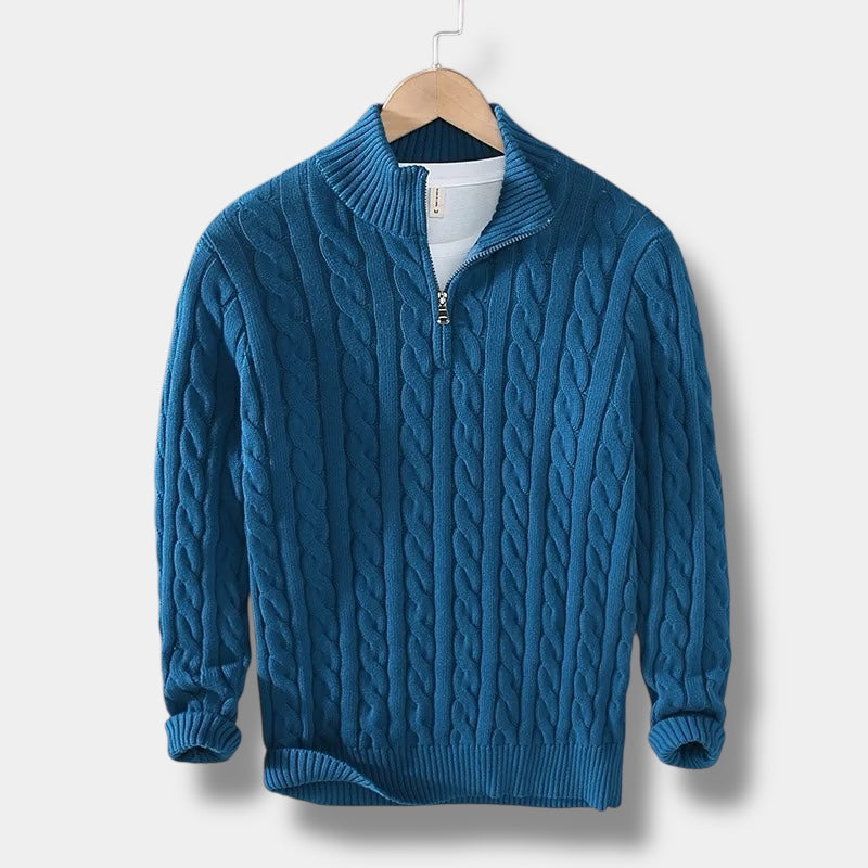 Edward Jacquard Mock Neck Half-Zip Sweater for Men – Vellure Homme